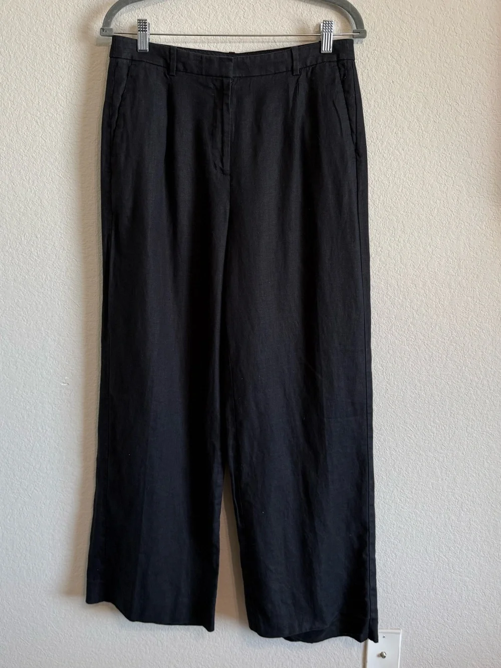 J Crew Black Essential Wide Leg Linen Pants BW528 Lightweight Classic Trousers 8